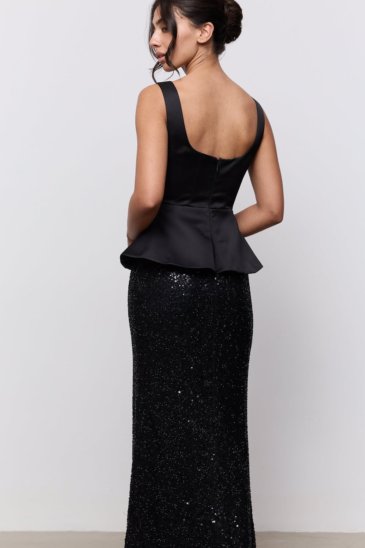 Sequin Peplum Gown