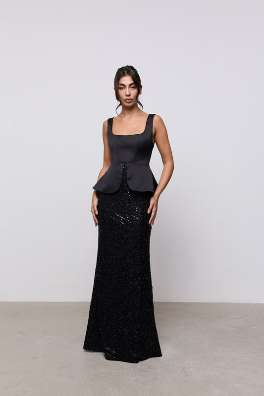 Sequin Peplum Gown