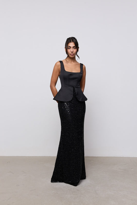 Sequin Peplum Gown