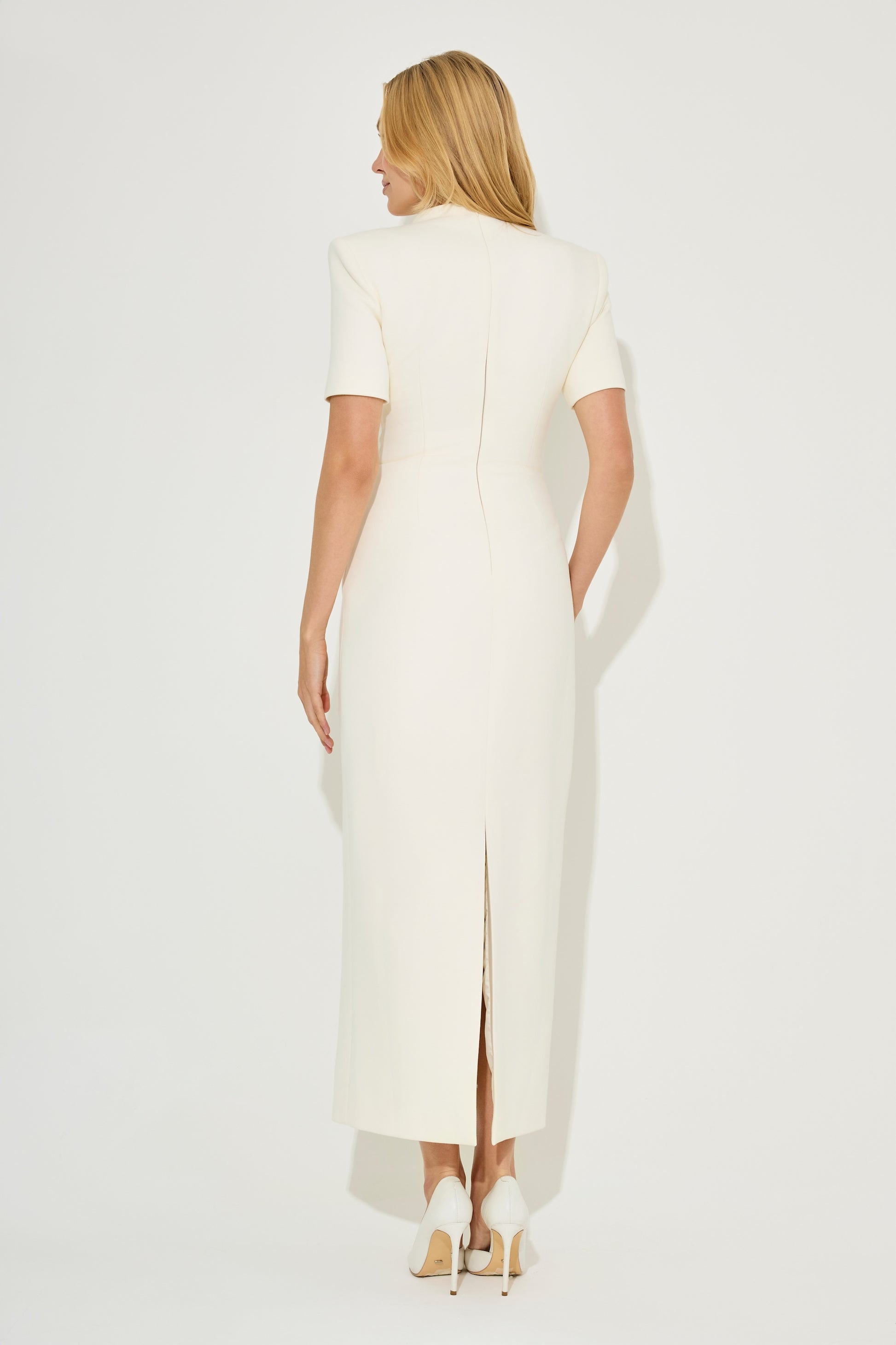 Cotton Mix Button Midi Dress