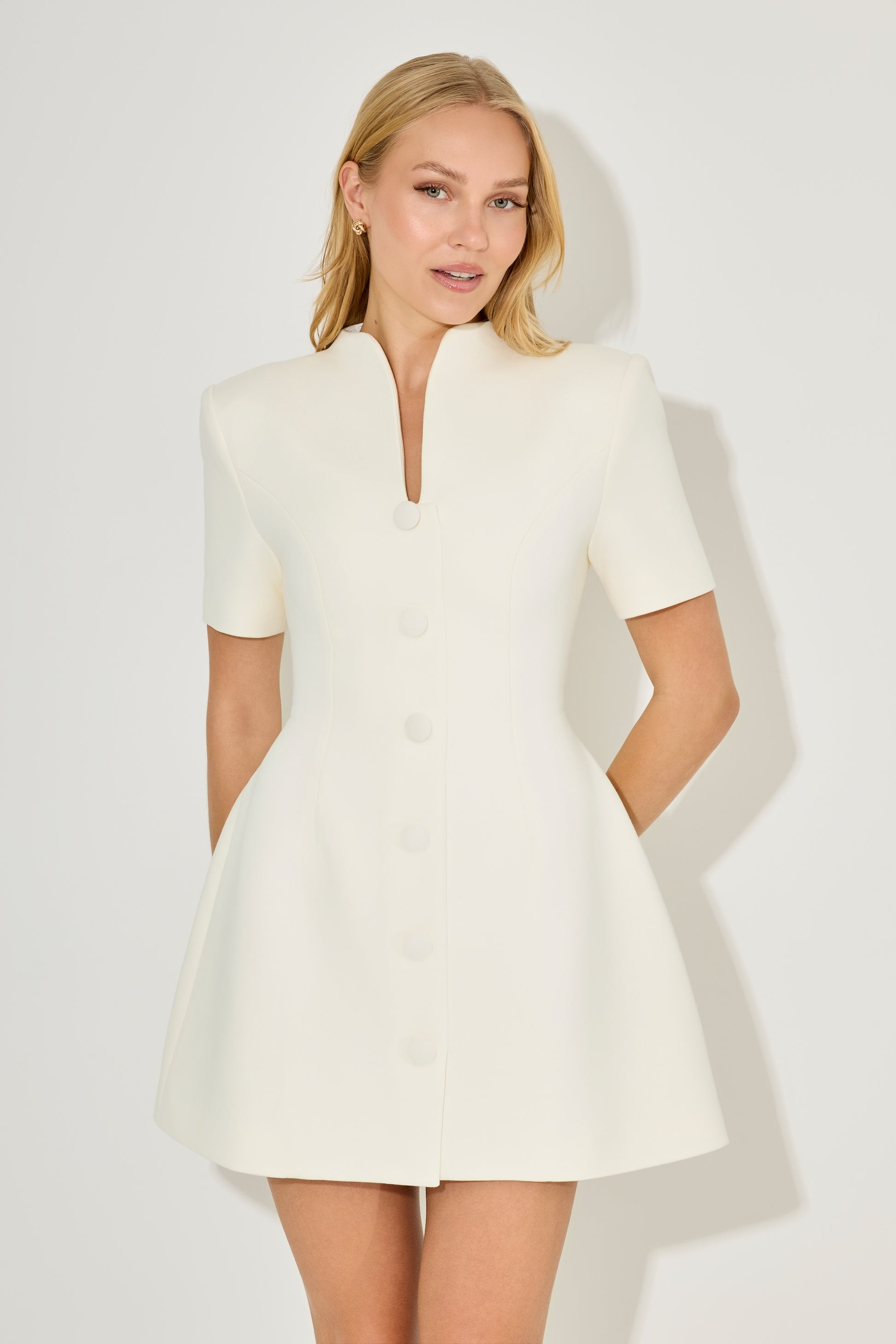 button mini dress Cotton Mix Button Mini Dress