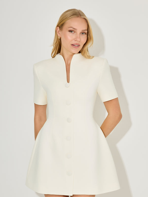 Cotton Mix Button Mini Dress