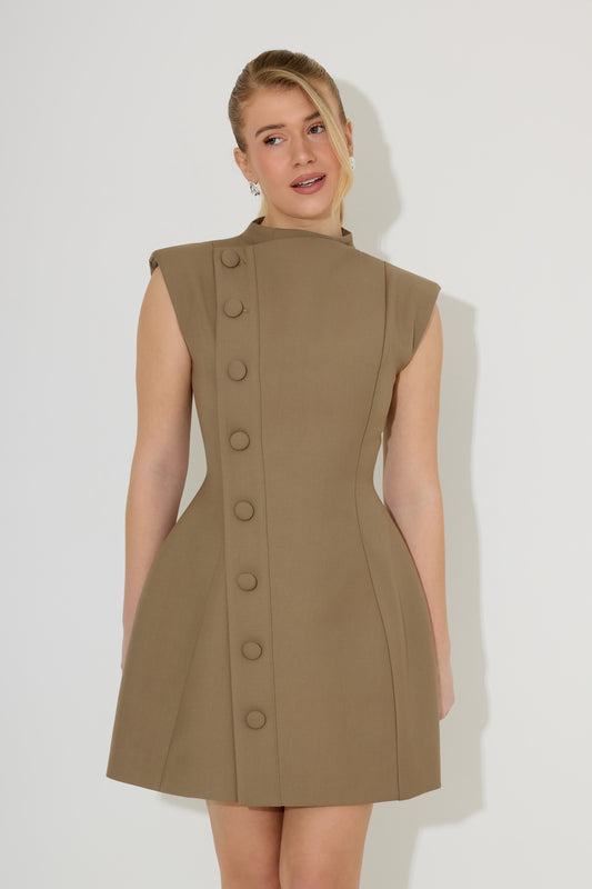 Sleeveless Button Detail Mini Dress