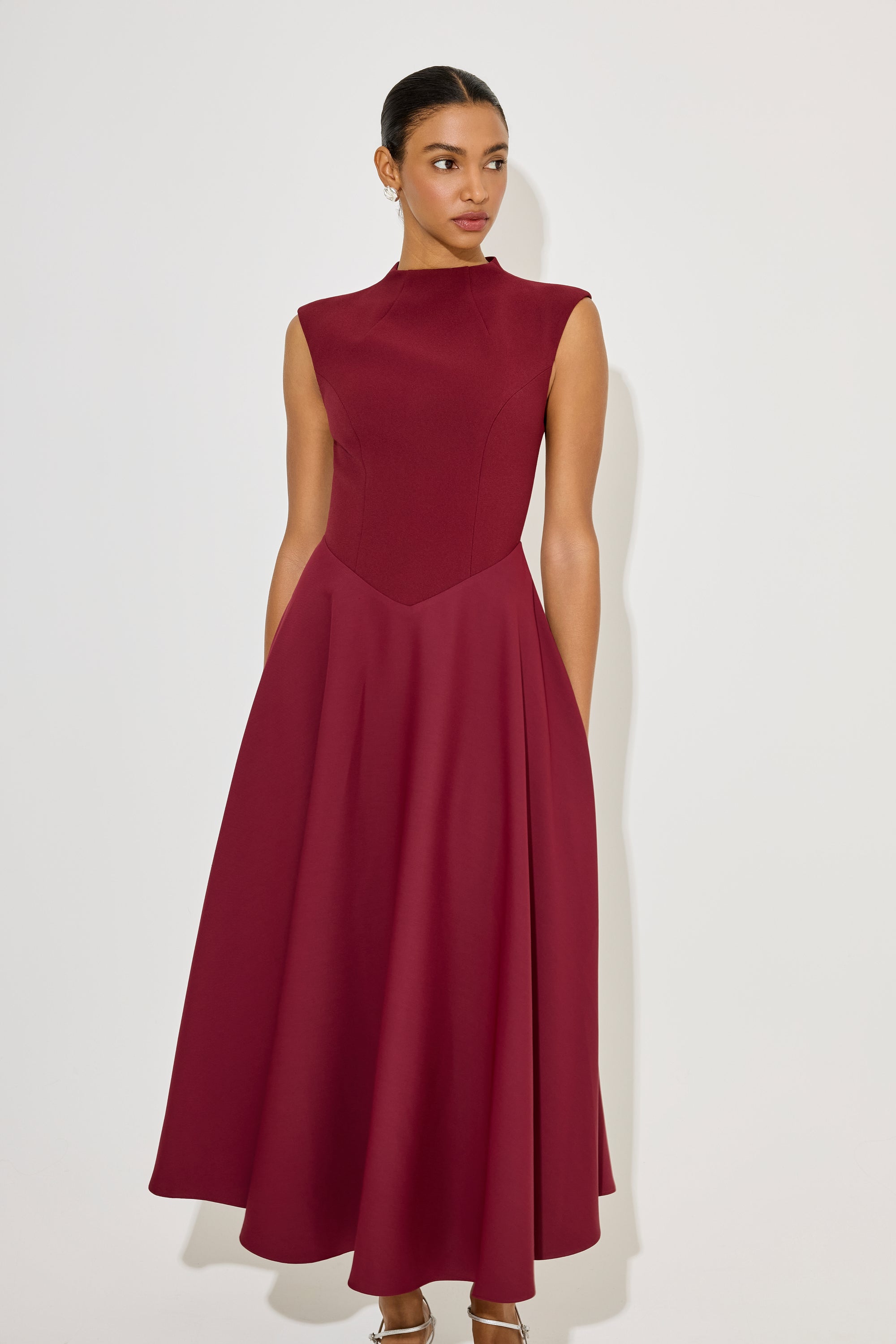 High Waist Midi Dress