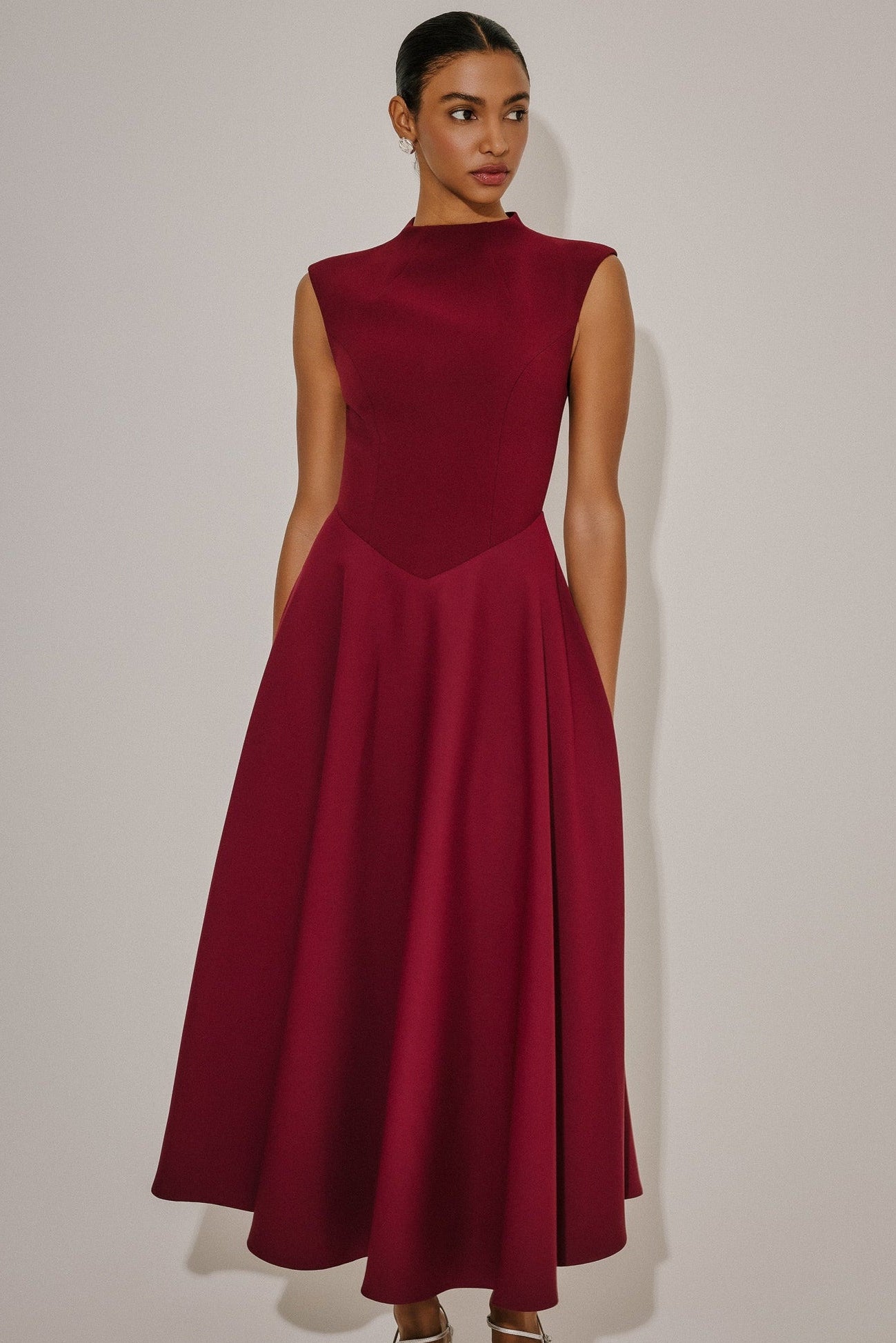 High Waist Midi Dress