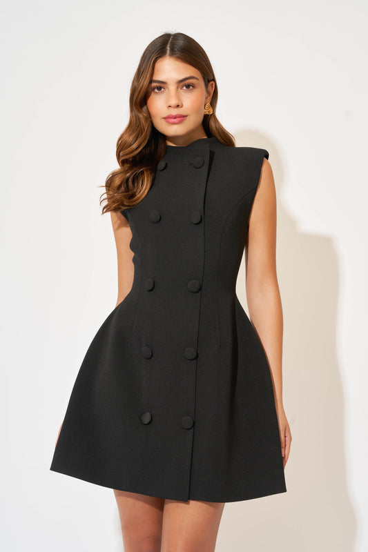 Sleeveless Button Mini Dress