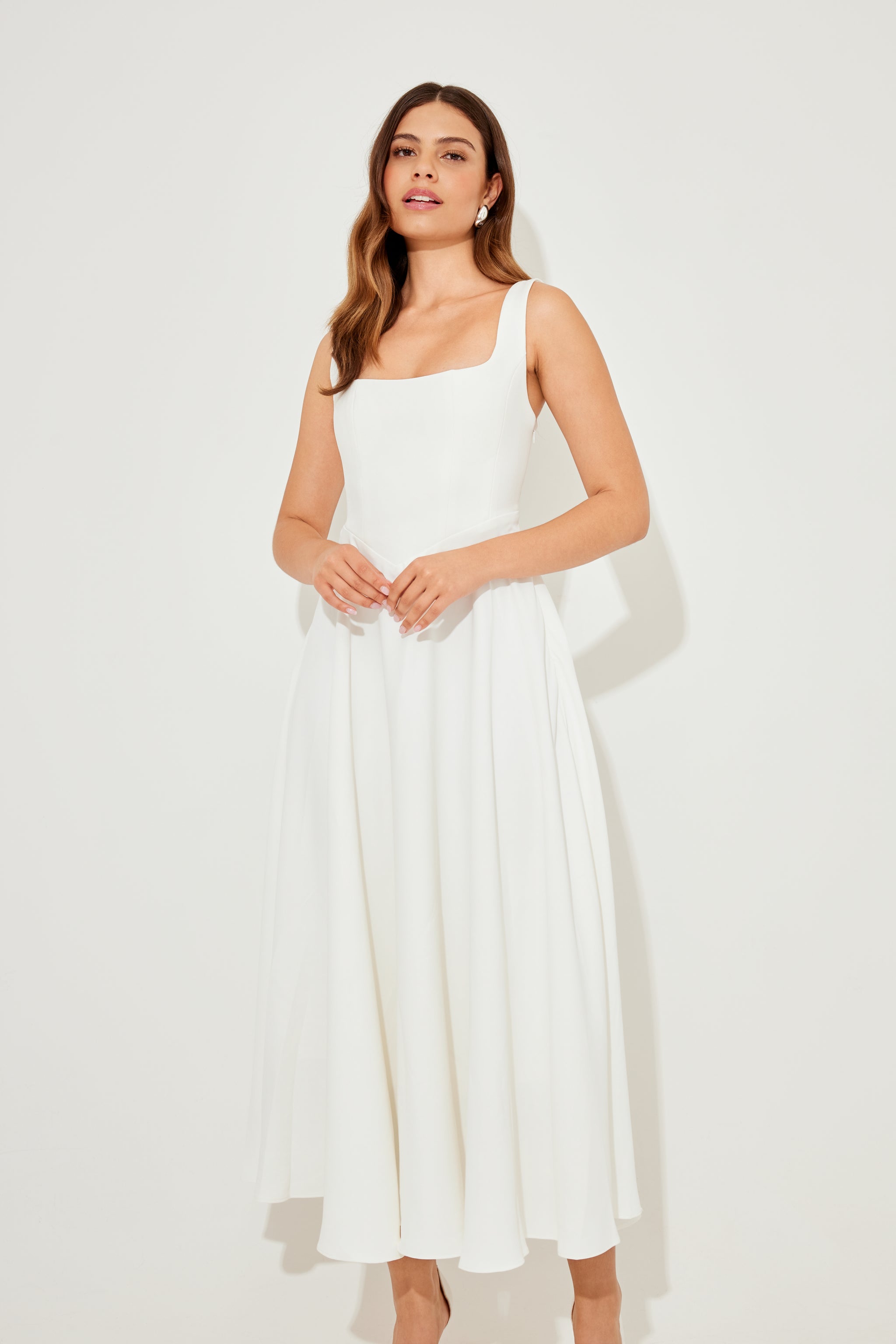 The Ultimate Muse High Waist Square Neck Midi Dress