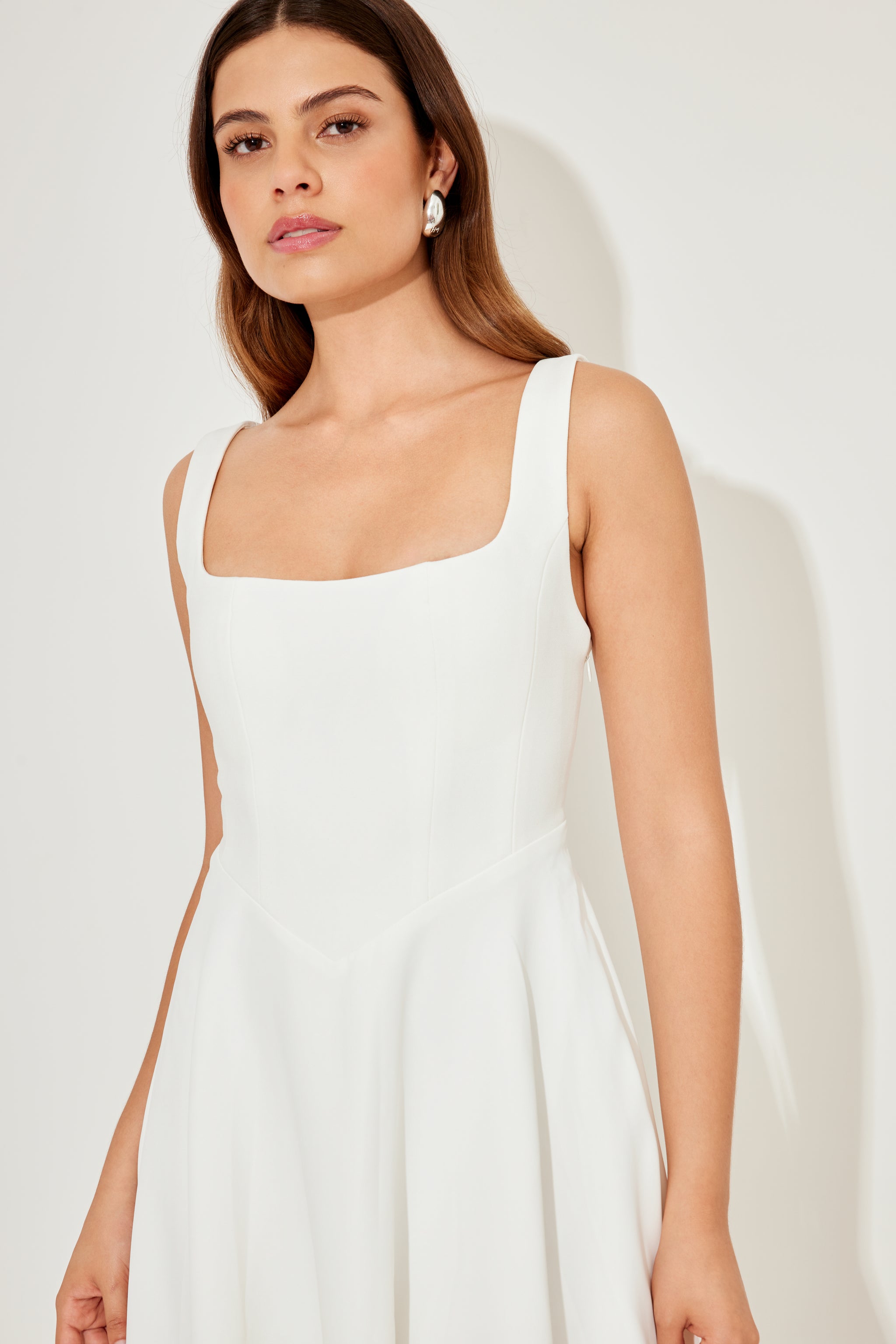 The Ultimate Muse High Waist Square Neck Midi Dress