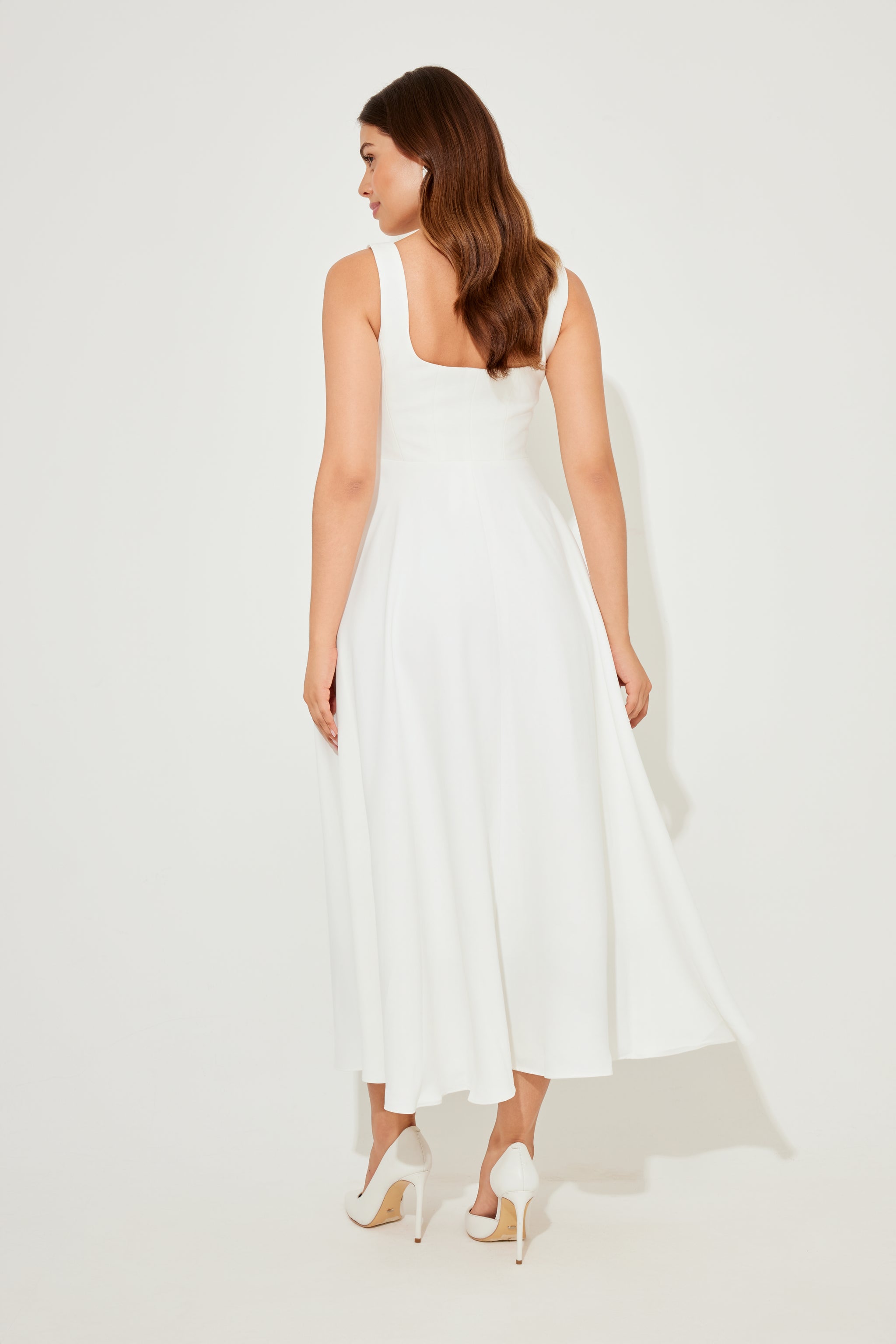 The Ultimate Muse High Waist Square Neck Midi Dress
