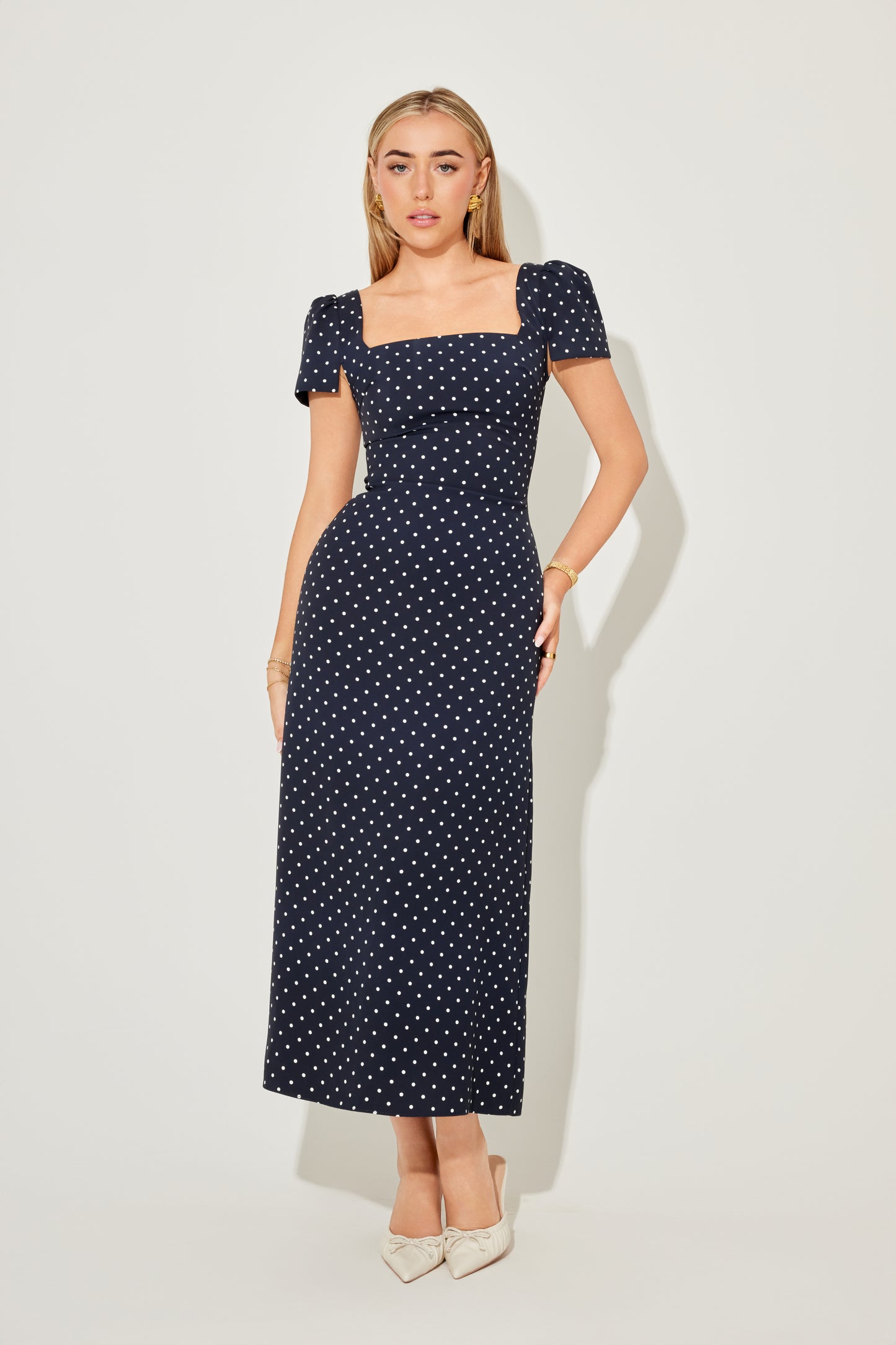 Square Neck Slip Midi Dress