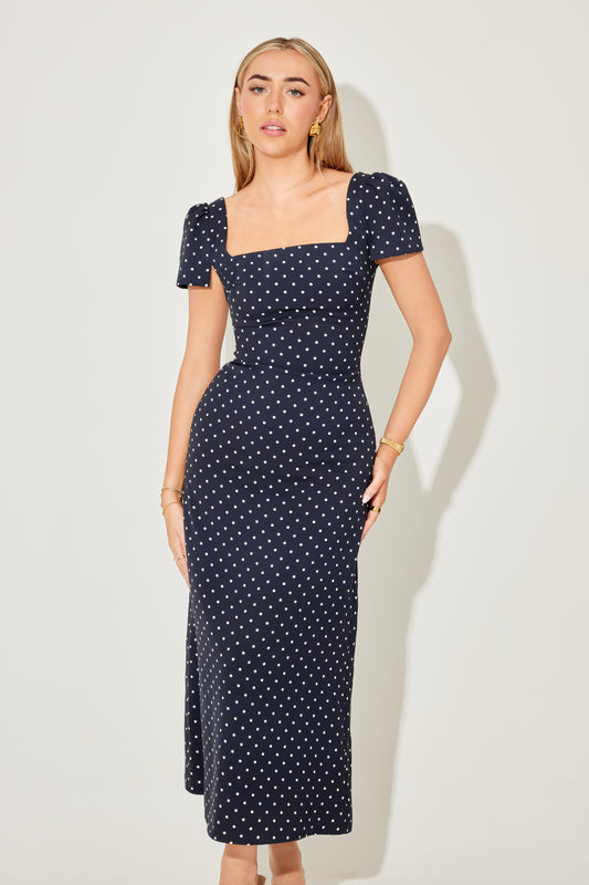 Square Neck Slip Midi Dress