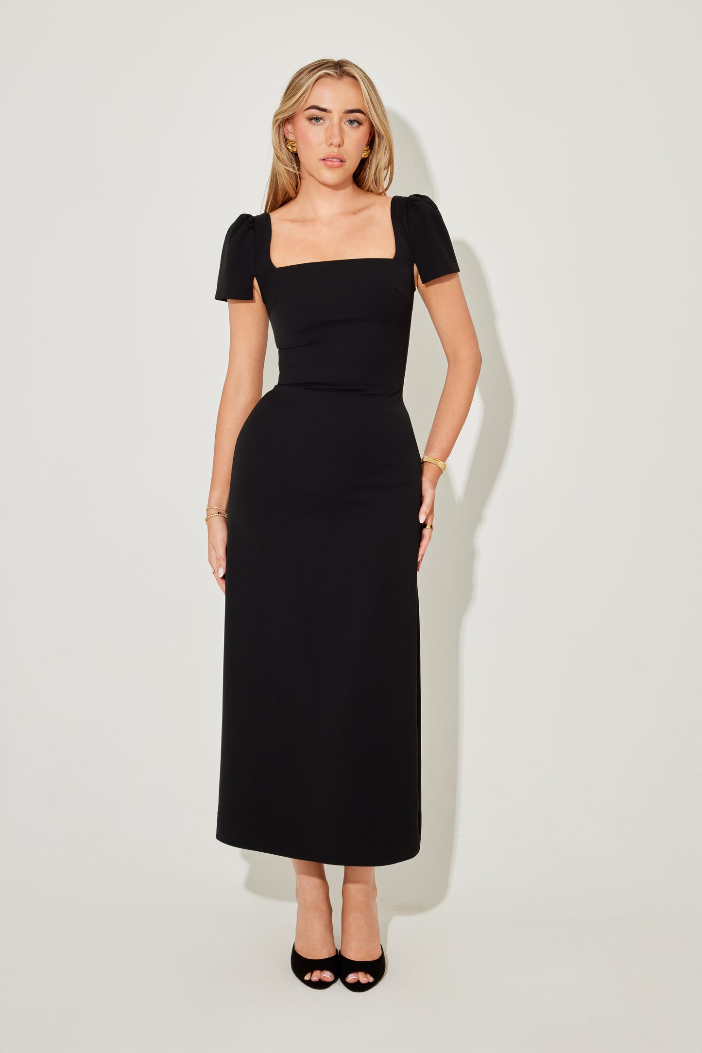 Square Neck Slip Midi Dress