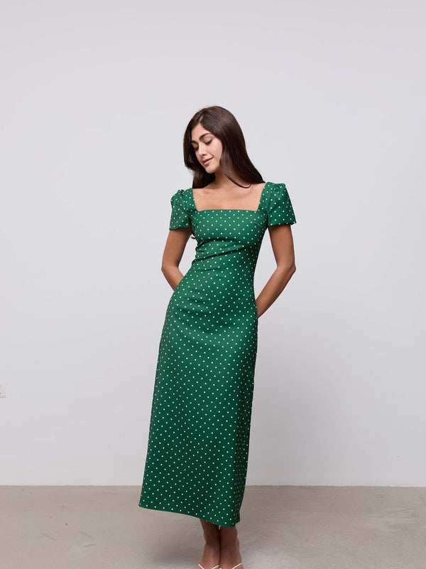 Square Neck Slip Midi Dress