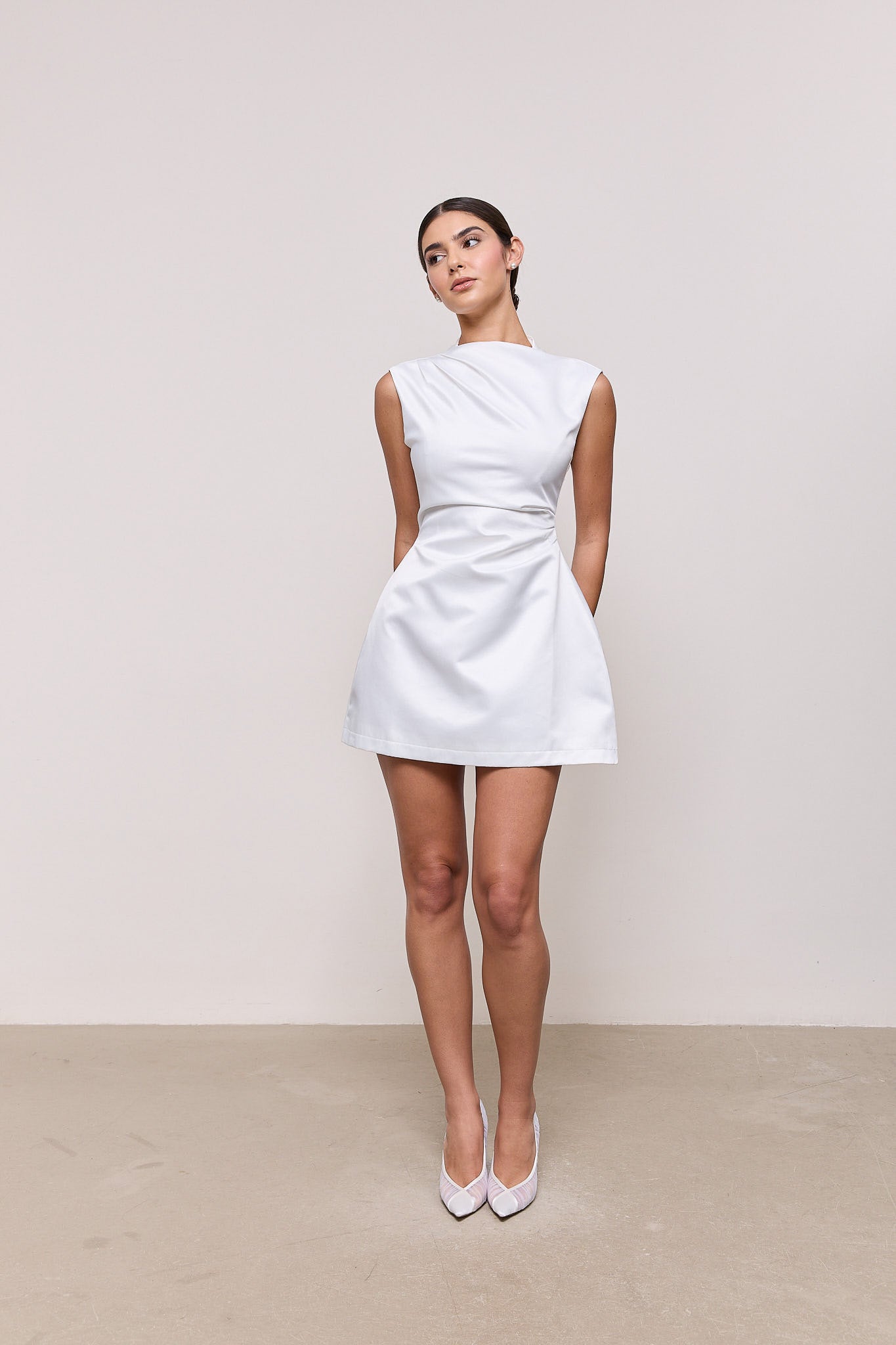 Satin Straight Neck Mini Dress – Odd Muse