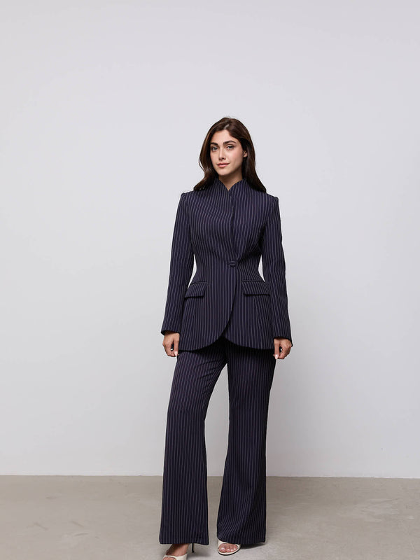 Pinstripe Slim Flare Trousers
