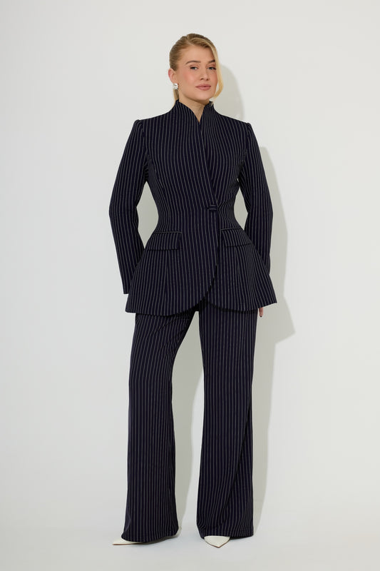 Pinstripe Slim Flare Trousers