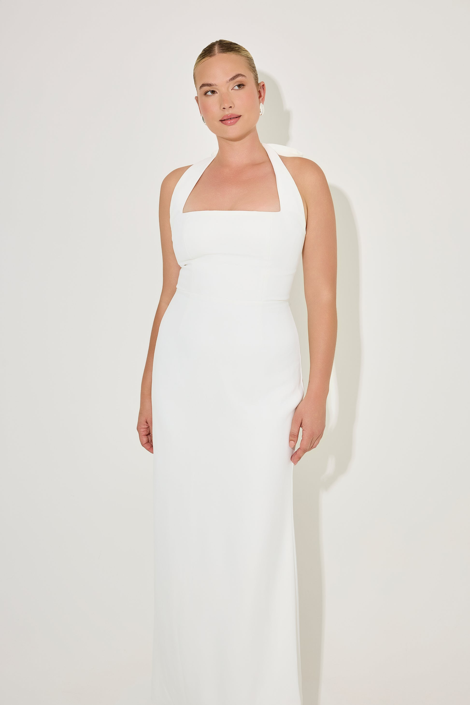 plus size white halter maxi dress White Halter Maxi Long White Dress For Plus Size... From Difnik, Rs.631.49