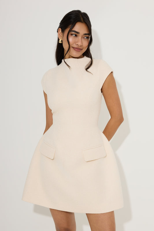 Tweed Cap Sleeve Mini Dress