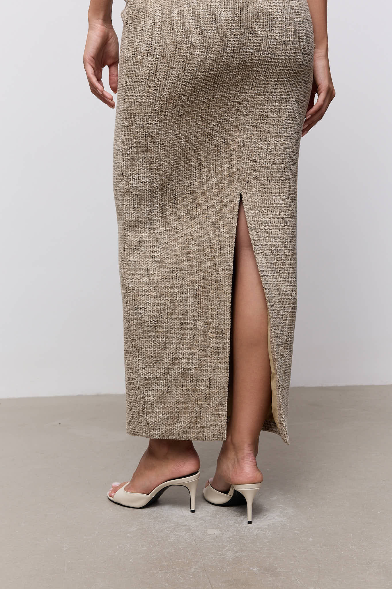 Tweed Contrast Detail Midi Dress