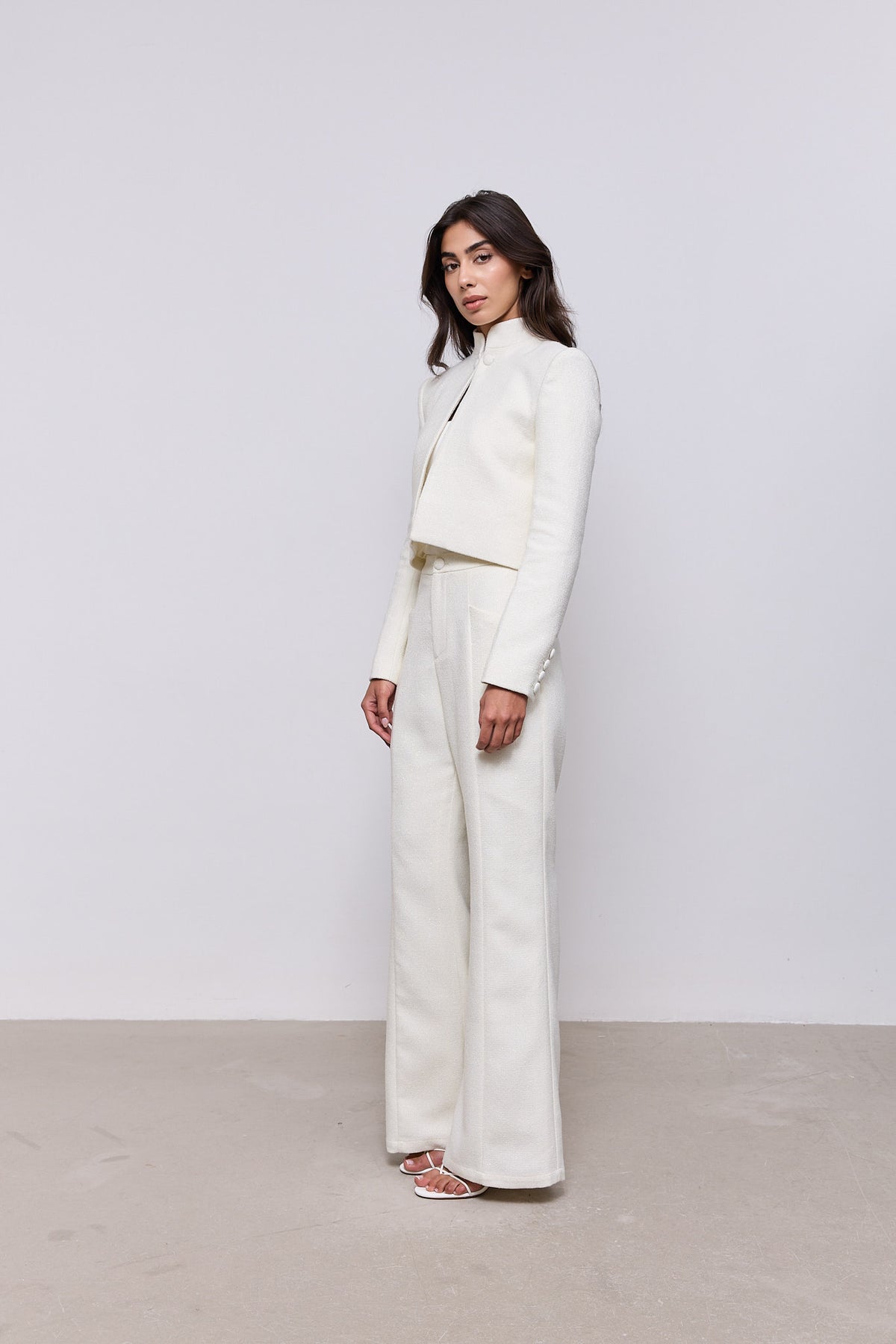 Tweed Slim Flare Trousers
