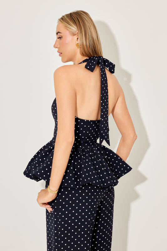 Polka Dot Peplum Top