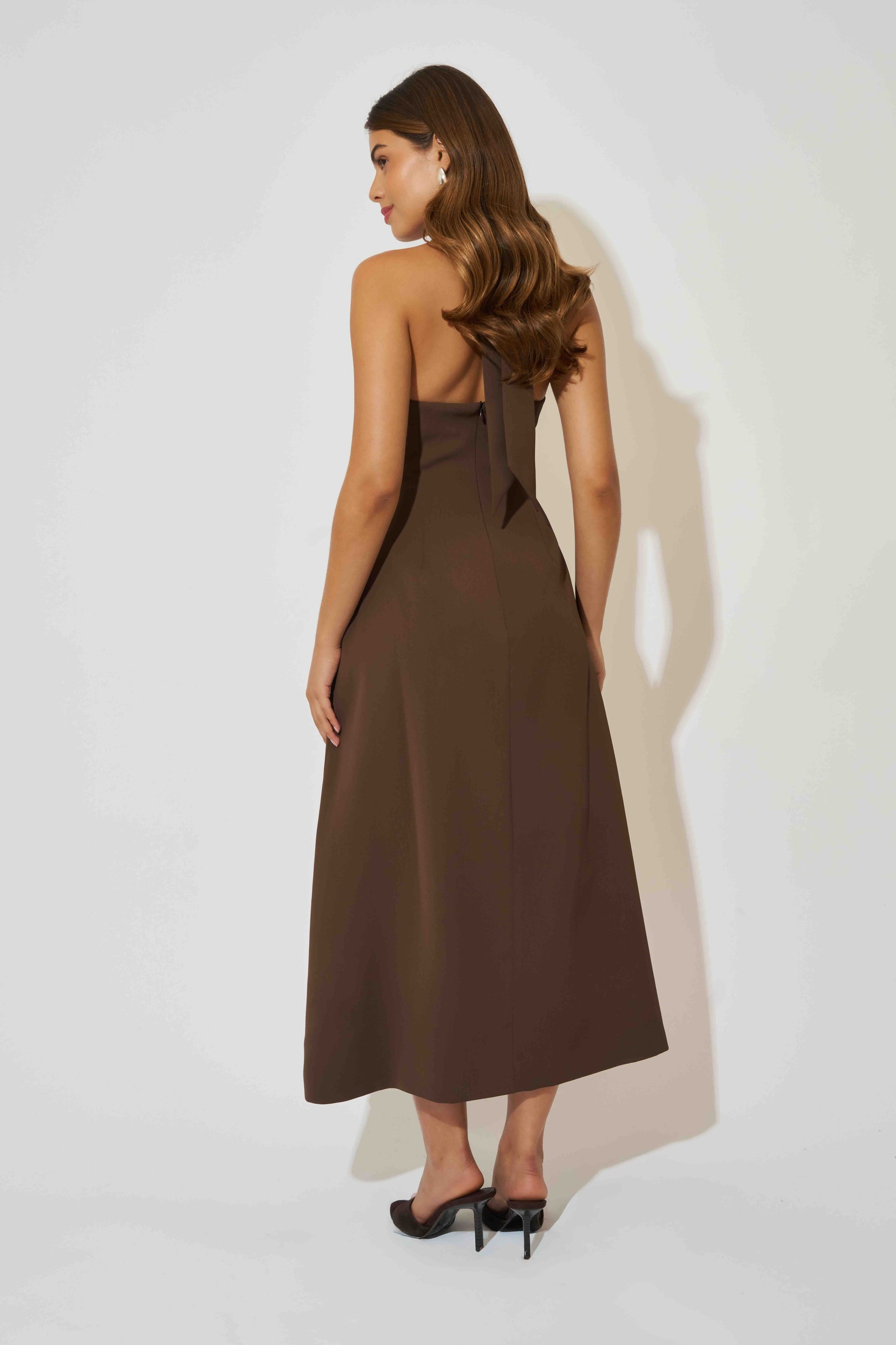odd muse brown midi dress Odd Muse Brown The Ultimate Muse Strapless Midi Dress