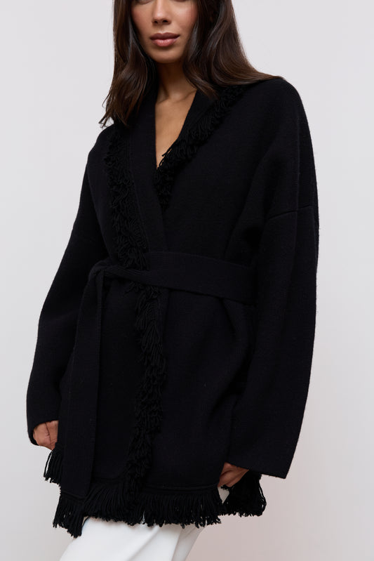 Wool Fringe Cardigan