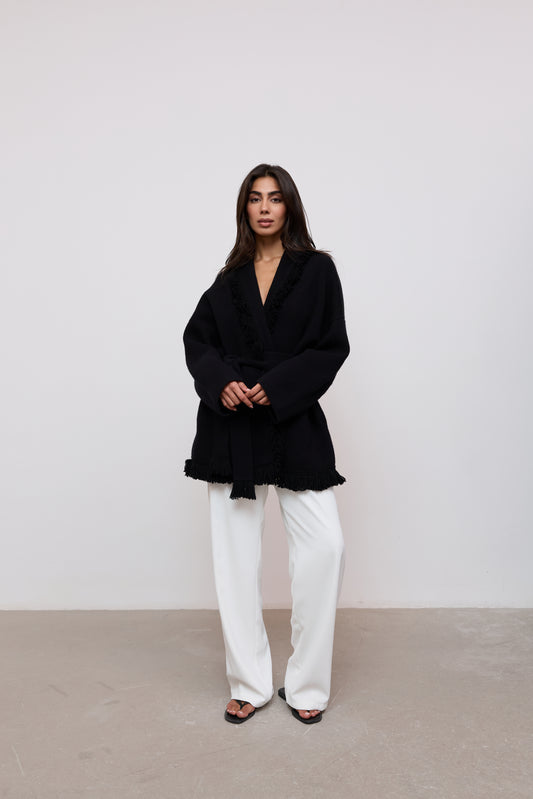 Wool Fringe Cardigan