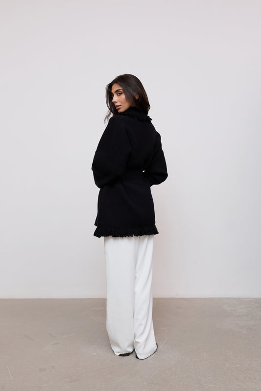 Wool Fringe Cardigan