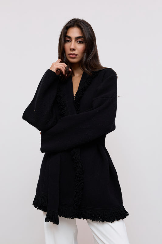 Wool Fringe Cardigan