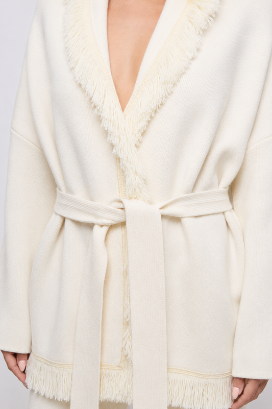 Wool Fringe Cardigan
