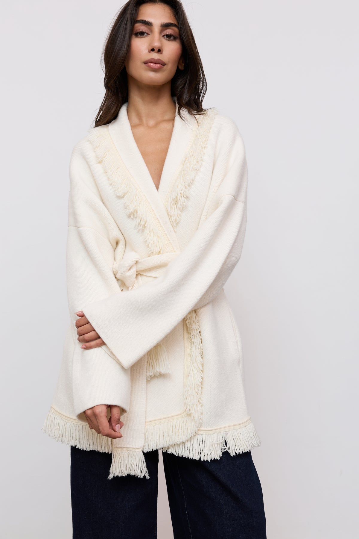 Wool Fringe Cardigan