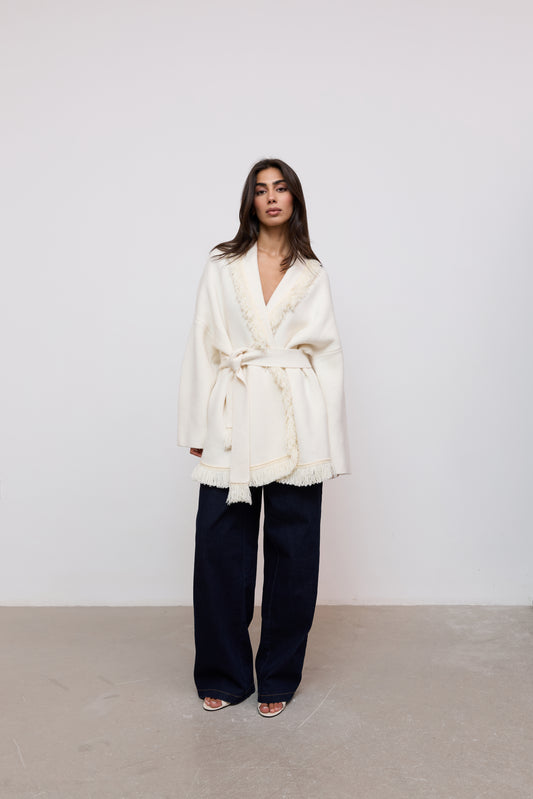 Wool Fringe Cardigan