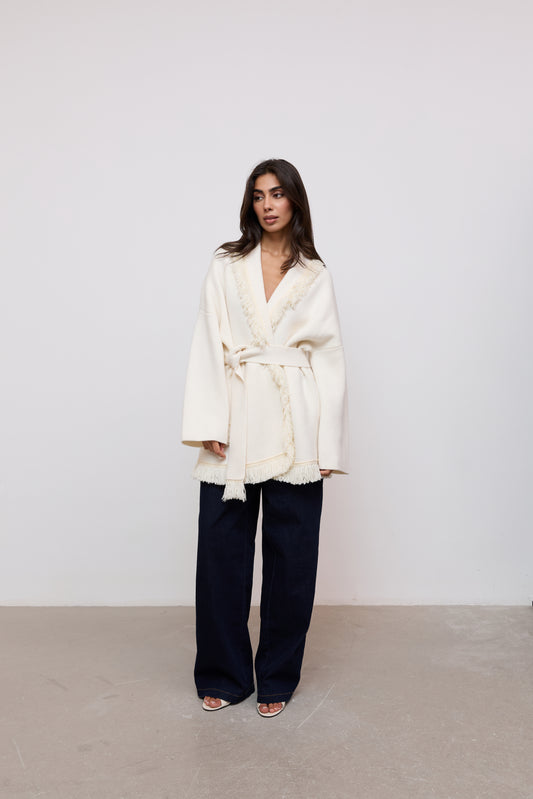 Wool Fringe Cardigan