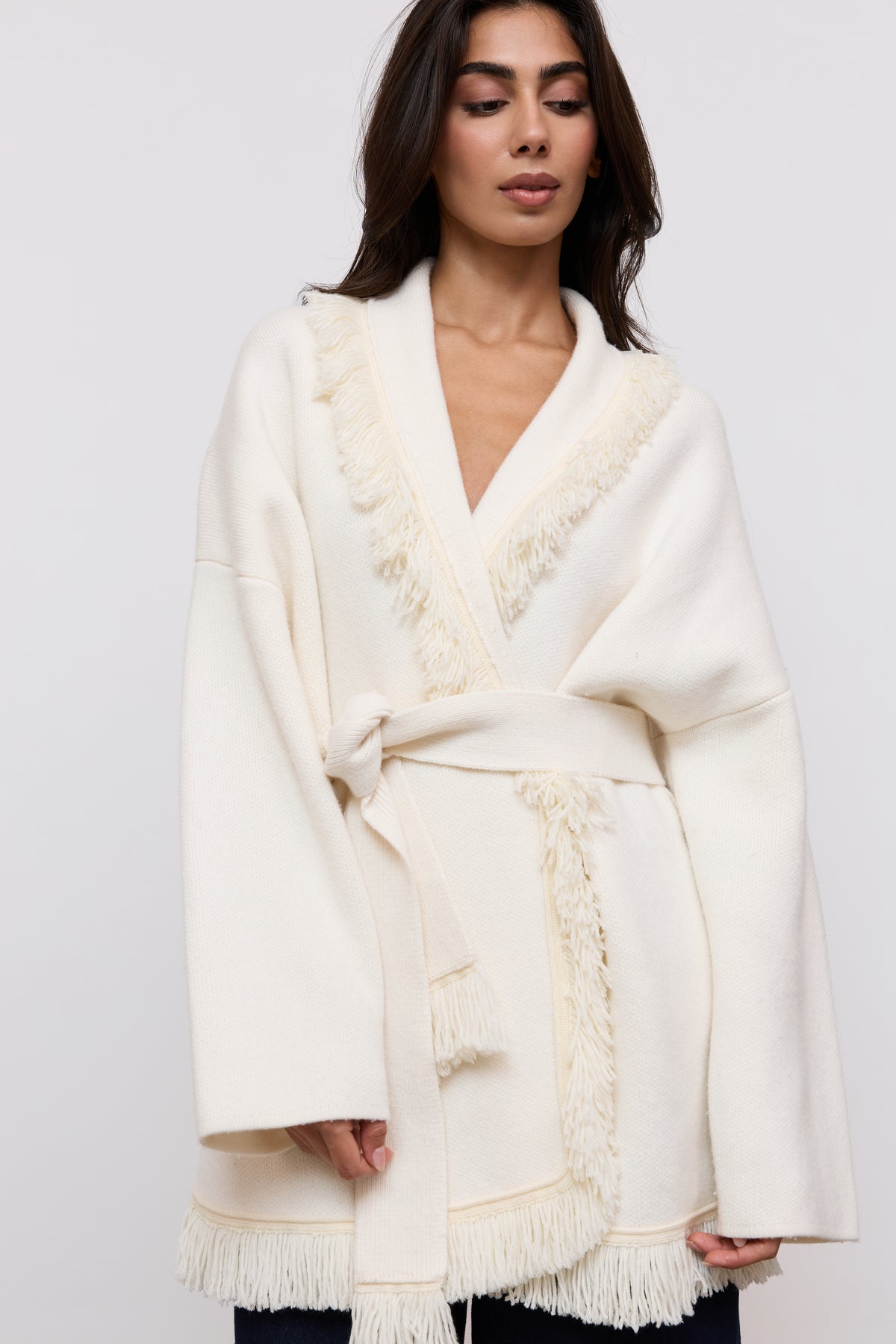 Wool Fringe Cardigan