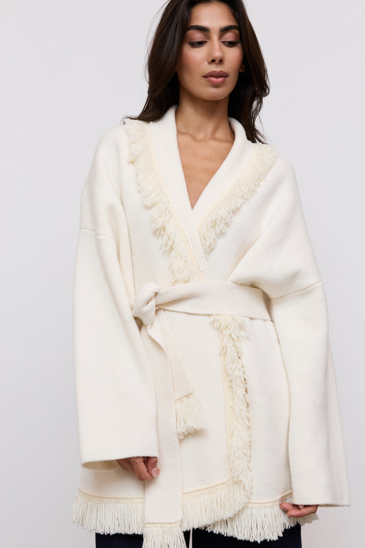 Wool Fringe Cardigan
