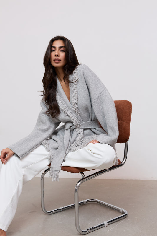 Wool Fringe Cardigan