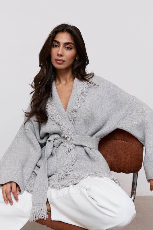 Wool Fringe Cardigan