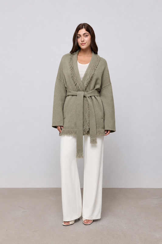 Wool Fringe Cardigan