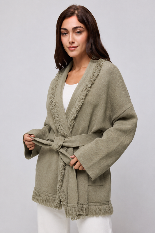 Wool Fringe Cardigan