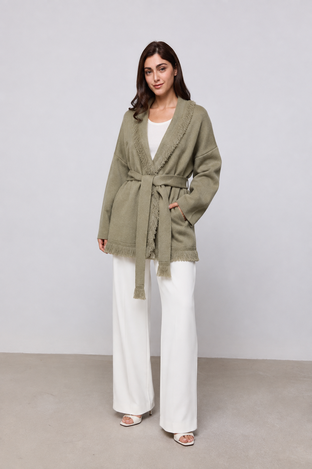 Wool Fringe Cardigan