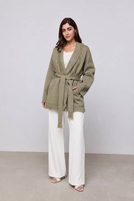 Wool Fringe Cardigan