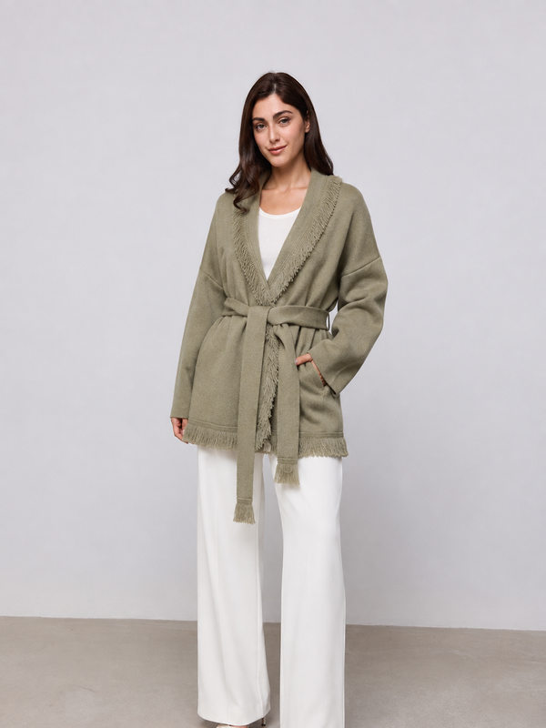 Wool Fringe Cardigan