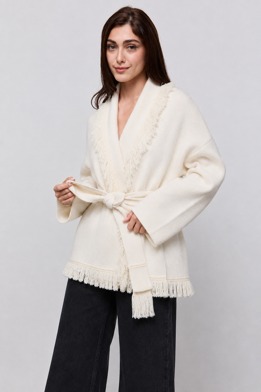Wool Fringe Cardigan