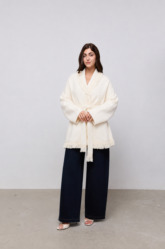 Wool Fringe Cardigan