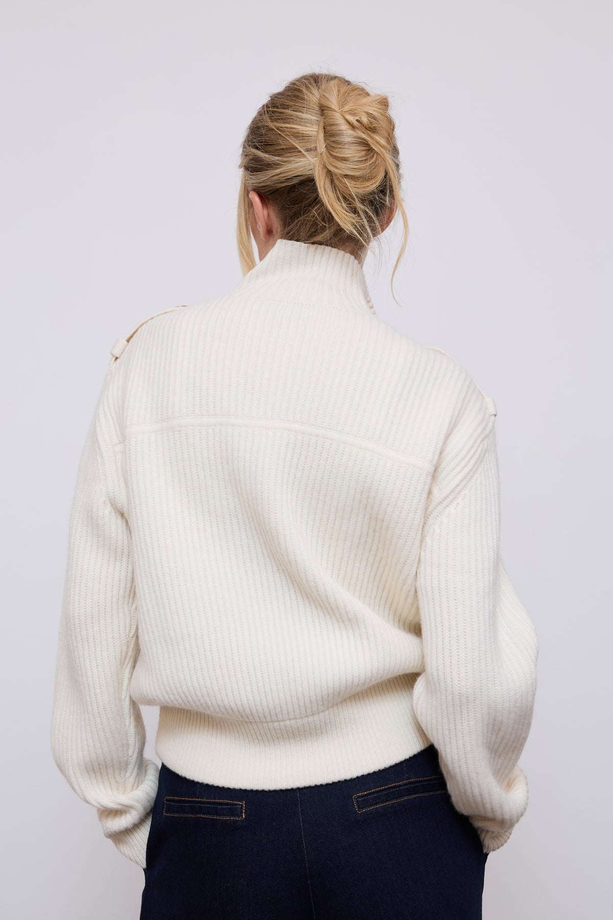 Wool High Neck Cardigan