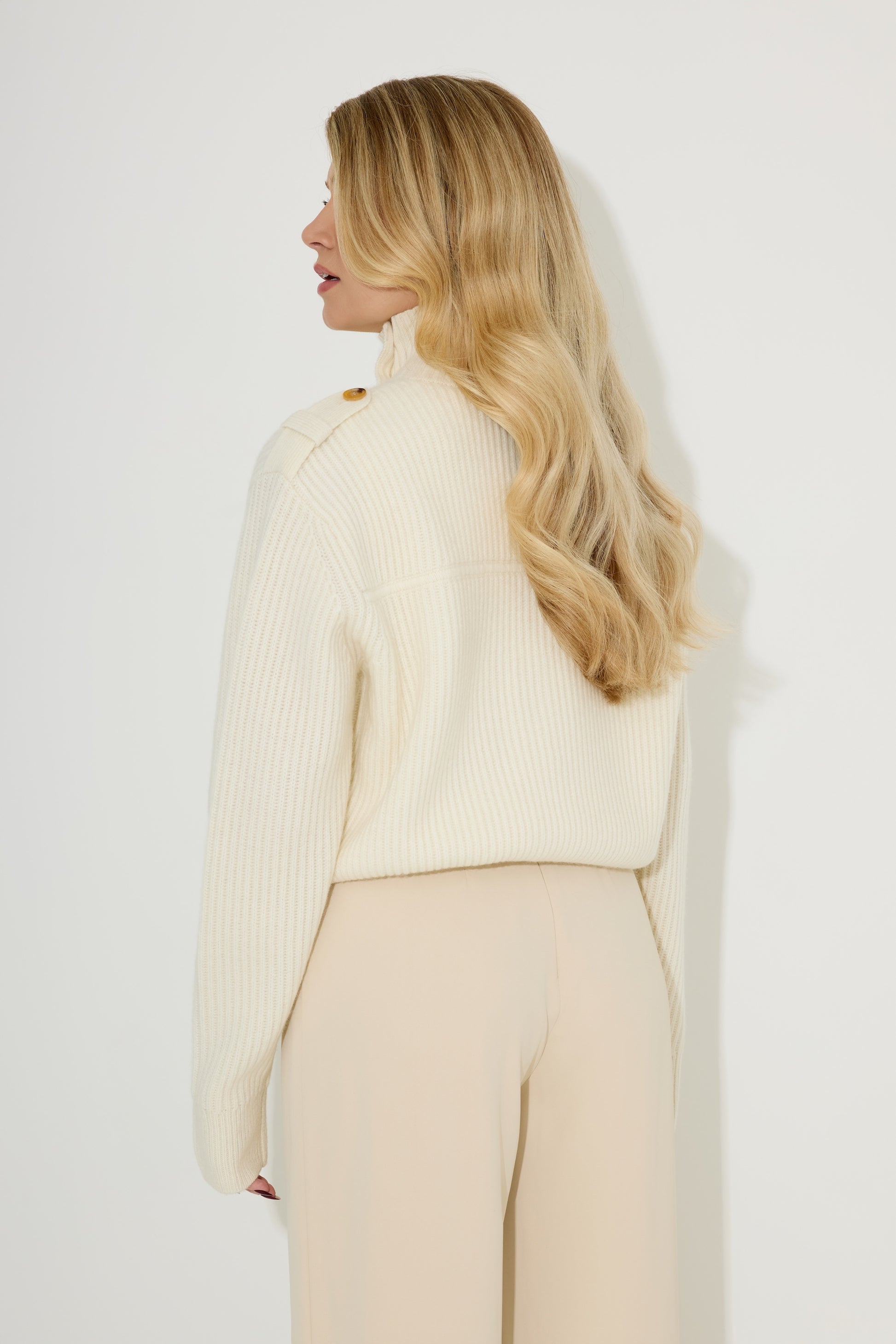 Wool High Neck Cardigan