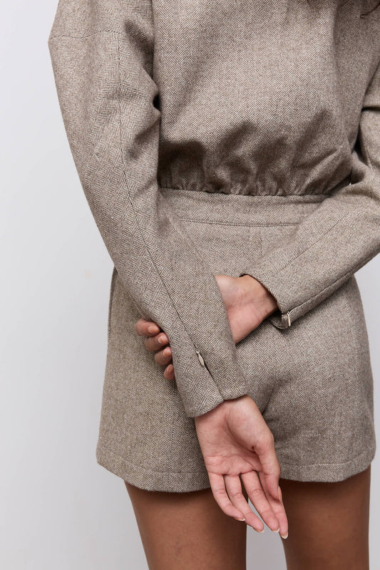 Wool Mix Tweed Playsuit