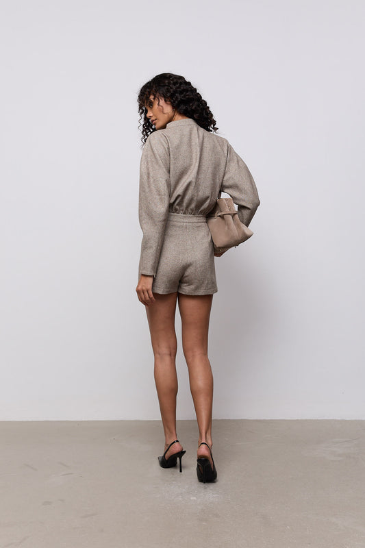 Wool Mix Tweed Playsuit
