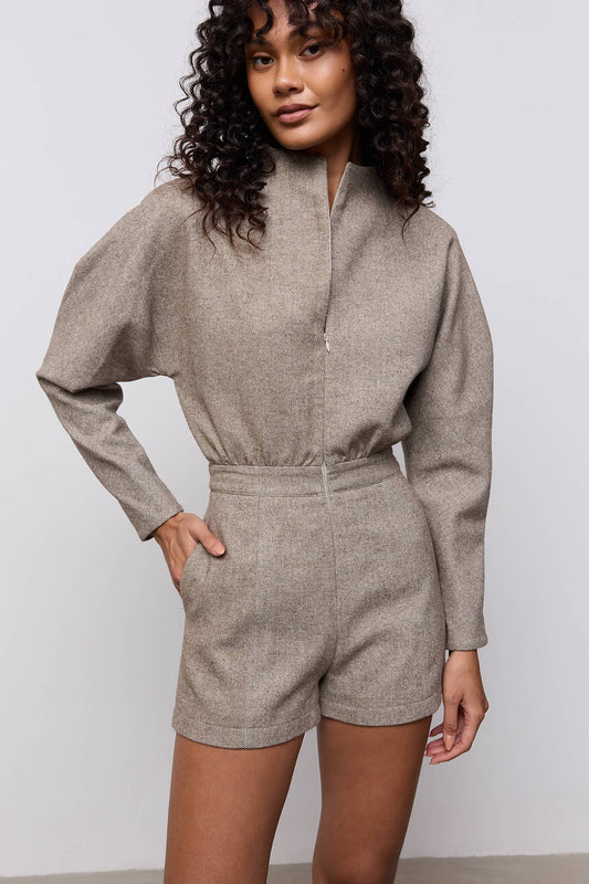 Wool Mix Tweed Playsuit